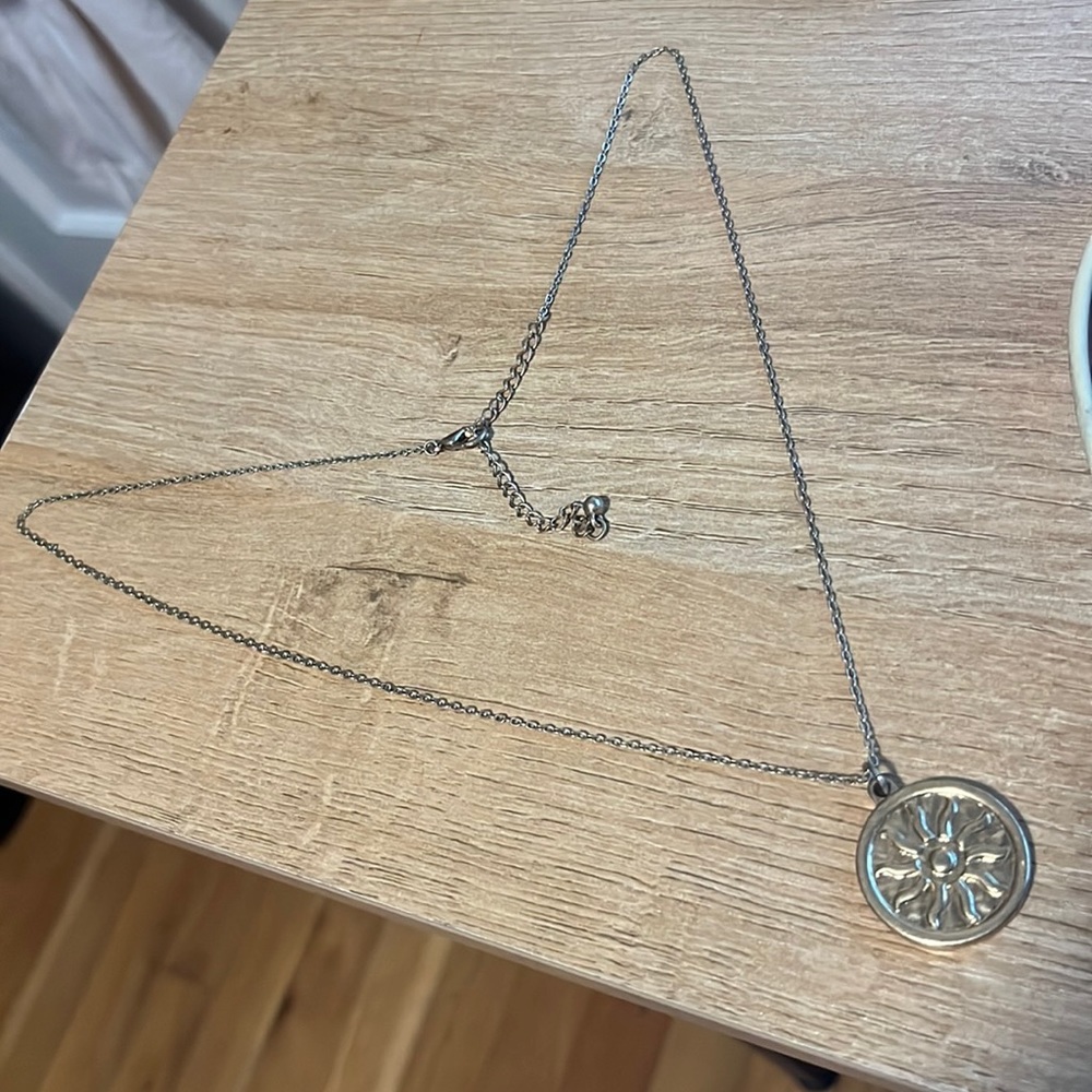Simple long gold chain w/ sun pendant from Nordstrom ~2012.Never worn/reversable